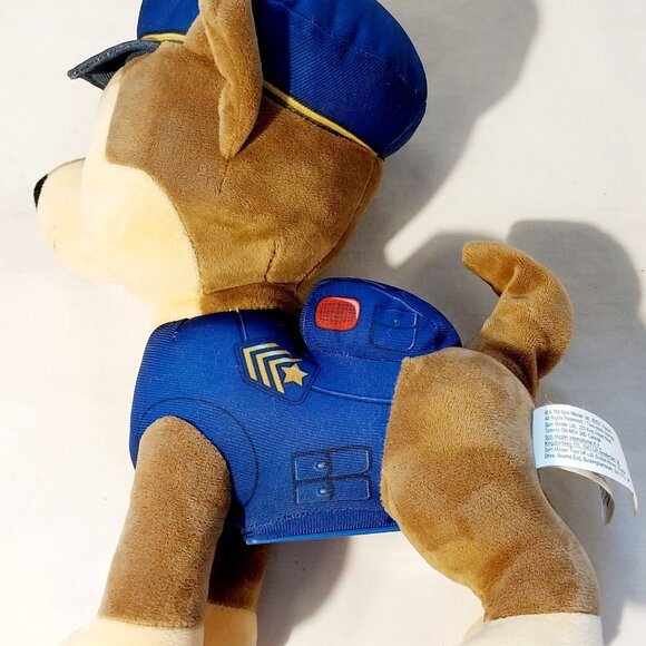 Paw Patrol Chase Plush Toy With Sounds & Phrases 10" Brown & Blue Polyester For - Picture 2 of 7